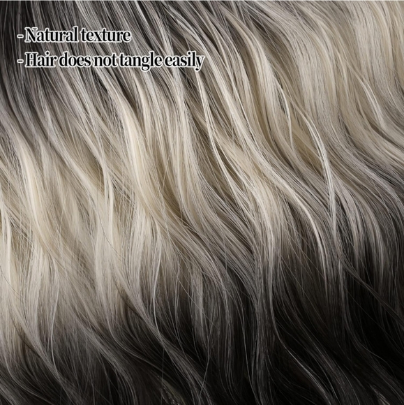 Short Black Ombre White Blonde Wig Short Wave Bob 12 inch - Picture 6 of 7